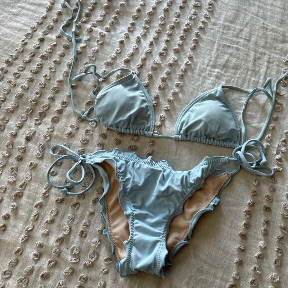 LA Hearts PacSun baby blue scrunchie bikini